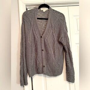 saltwater LUXE Gray Cable Knit Cardigan Sweater